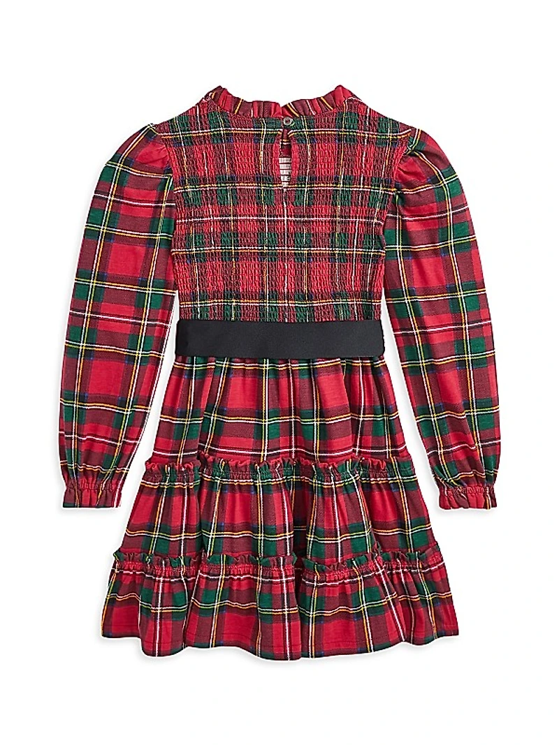 Little Girl's & Girl's Smocked Tartan Plaid Dress