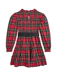 Little Girl's & Girl's Smocked Tartan Plaid Dress