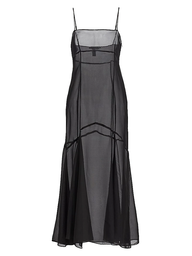 Silk Chiffon Seamed Maxi Dress