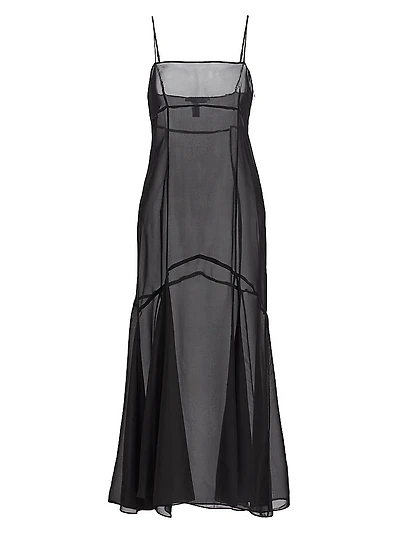 Silk Chiffon Seamed Maxi Dress