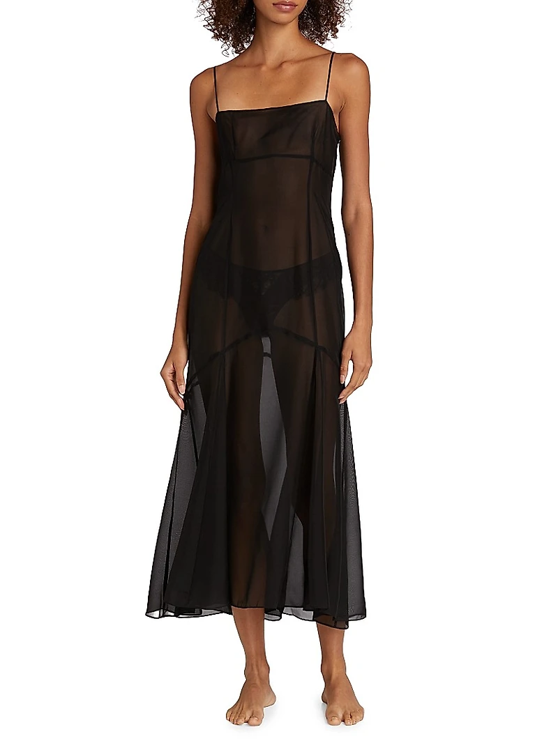 Silk Chiffon Seamed Maxi Dress