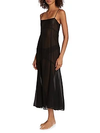 Silk Chiffon Seamed Maxi Dress