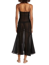 Silk Chiffon Seamed Maxi Dress