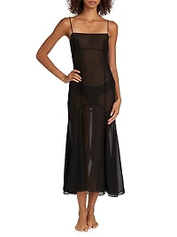 Silk Chiffon Seamed Maxi Dress
