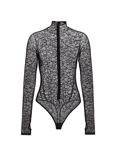 Crystalline Silk Lace Bodysuit