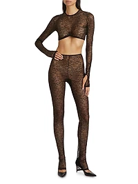 Crystalline Silk Lace Leggings