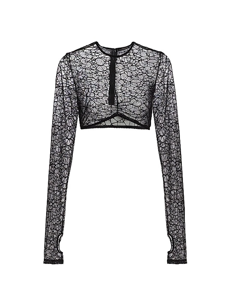 Crystalline Long-Sleeve Crop Top