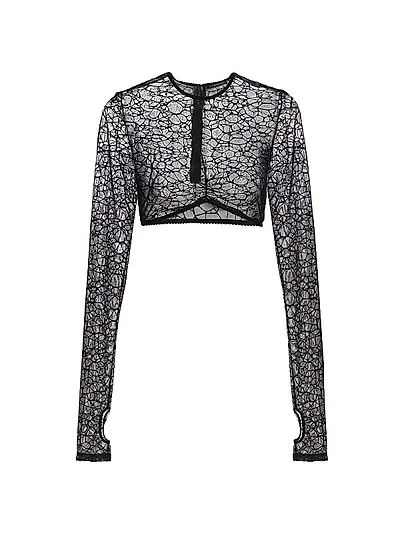 Crystalline Long-Sleeve Crop Top