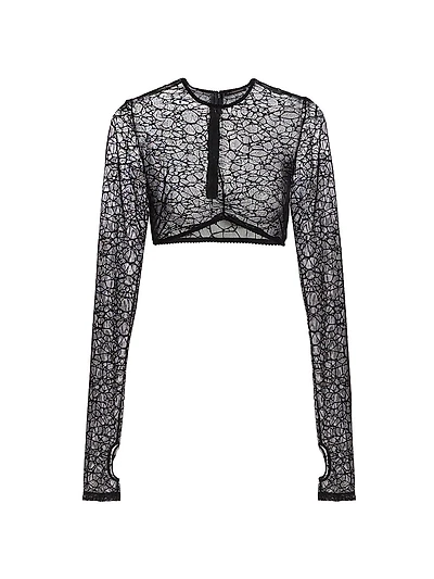 Crystalline Long-Sleeve Crop Top