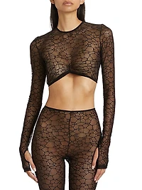 Crystalline Long-Sleeve Crop Top