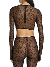 Crystalline Long-Sleeve Crop Top