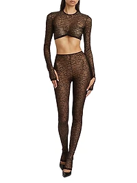 Crystalline Long-Sleeve Crop Top