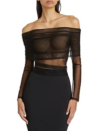 Tulle Off-the-Shoulder Top