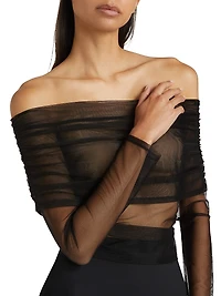 Tulle Off-the-Shoulder Top