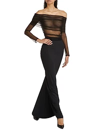 Tulle Off-the-Shoulder Top