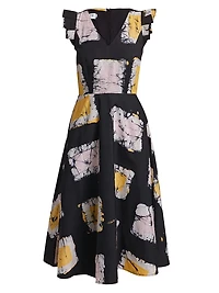 Wura Geometric Cotton Cap-Sleeve Midi-Dress