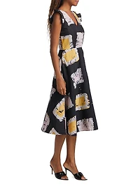 Wura Geometric Cotton Cap-Sleeve Midi-Dress