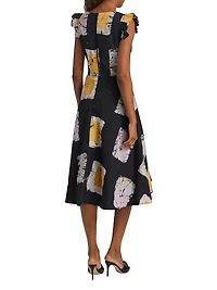 Wura Geometric Cotton Cap-Sleeve Midi-Dress