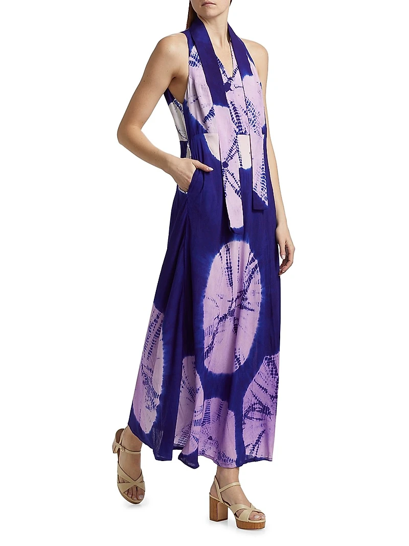Toriola Spot Tieneck Maxi Dress