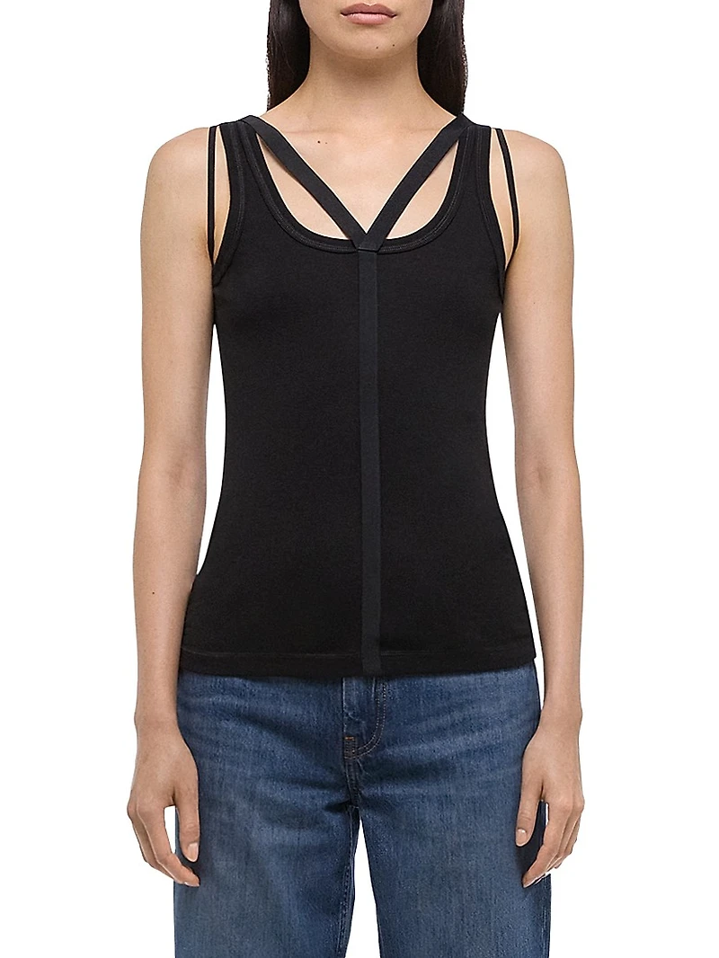 Cotton-Blend Racerback Tank Top