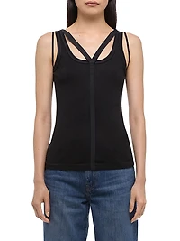 Cotton-Blend Racerback Tank Top