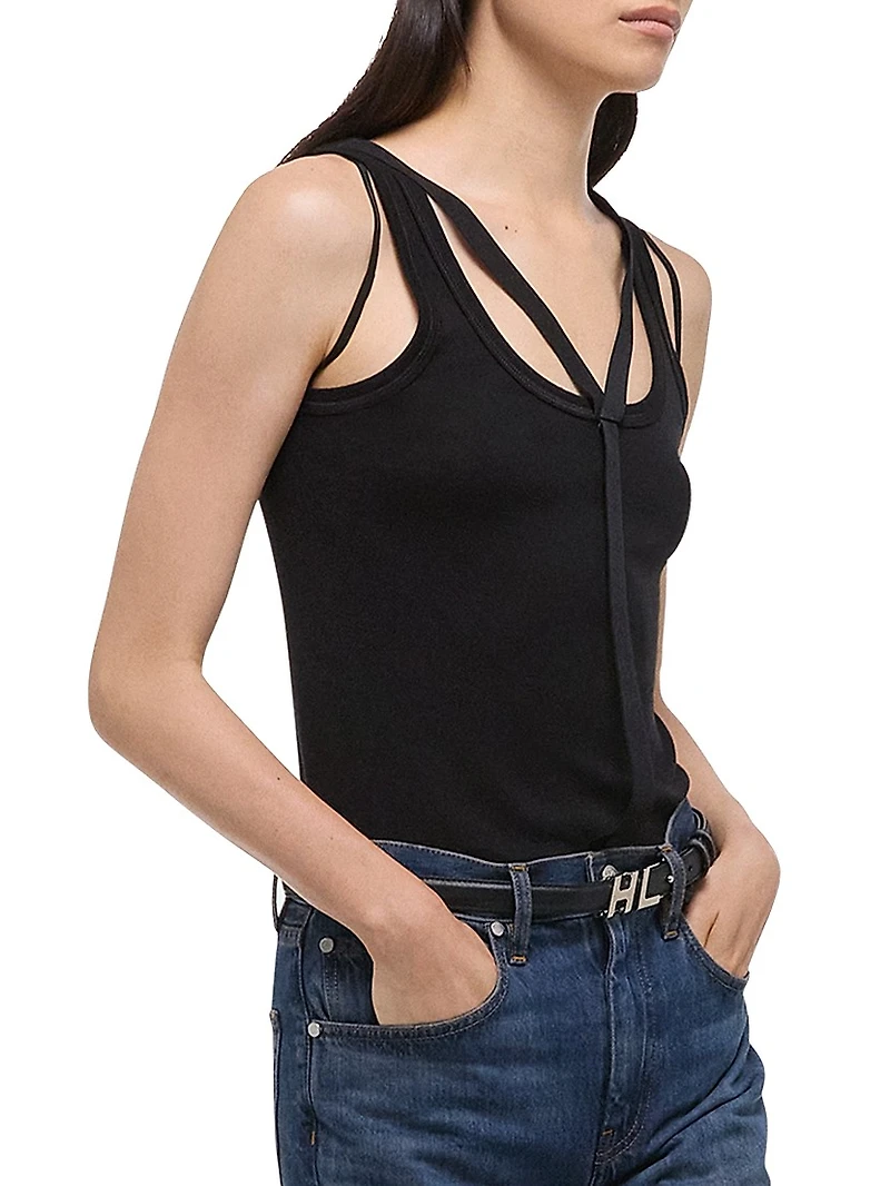 Cotton-Blend Racerback Tank Top