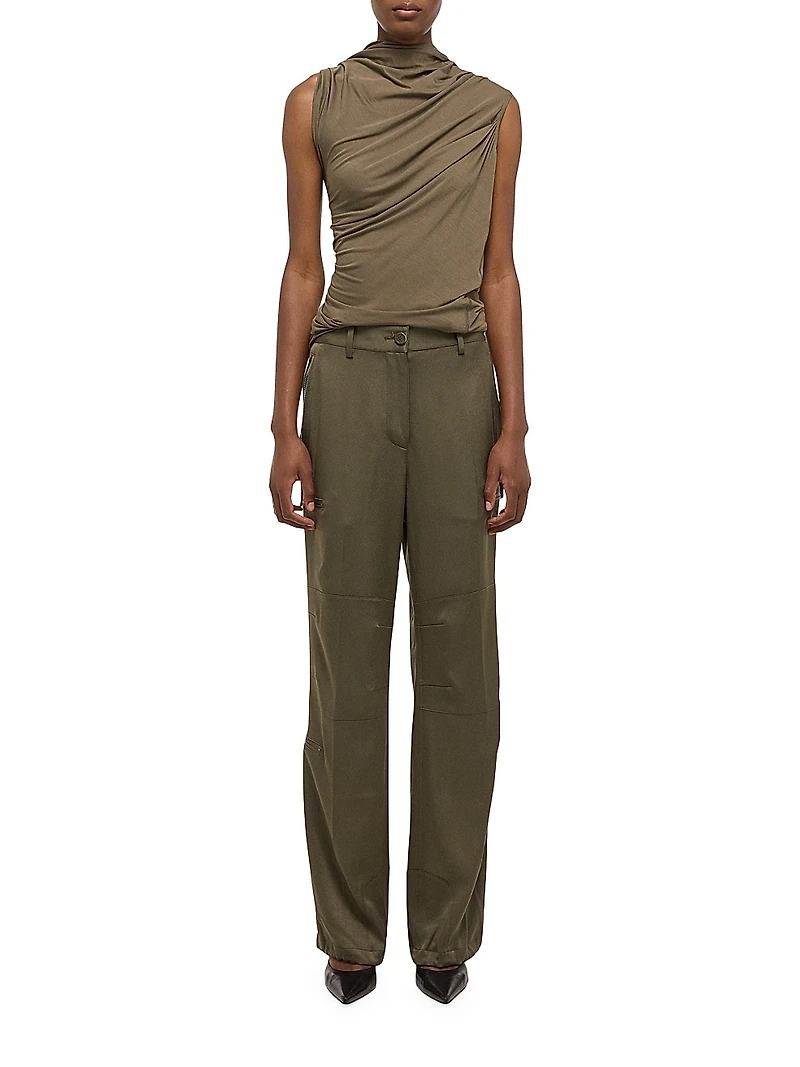 Mid-Rise Straight-Leg Pants