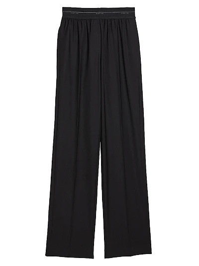 Virgin Wool Mid-Rise Straight-Leg Pants