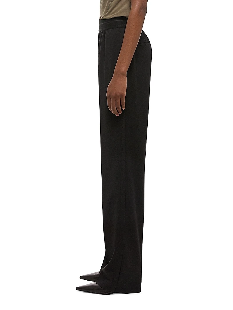 Virgin Wool Mid-Rise Straight-Leg Pants