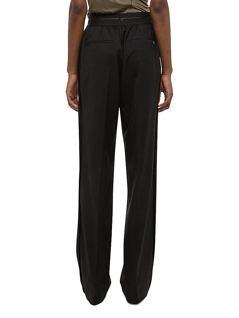 Virgin Wool Mid-Rise Straight-Leg Pants