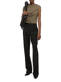 Virgin Wool Mid-Rise Straight-Leg Pants