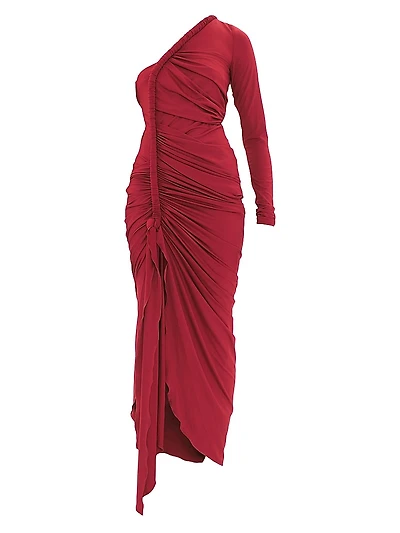 Turi Ruched One-Shoulder Maxi Dress