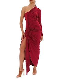 Turi Ruched One-Shoulder Maxi Dress
