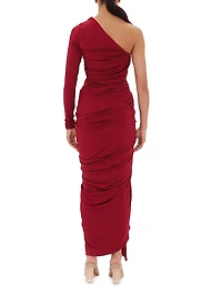 Turi Ruched One-Shoulder Maxi Dress