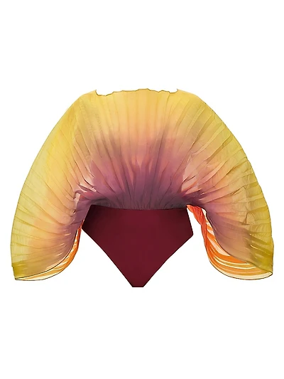 Sombra Ombré Organza Pleated Balloon Bodysuit
