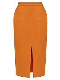 Alu Stretch-Cotton Column Midi-Skirt