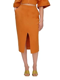 Alu Stretch-Cotton Column Midi-Skirt