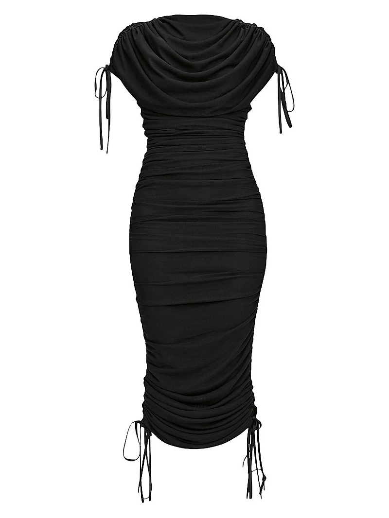 Ratu Ruched Mesh Midi-Dress