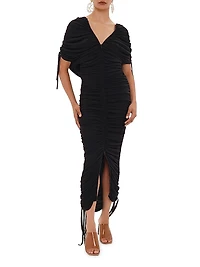 Ratu Ruched Mesh Midi-Dress