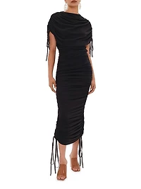 Ratu Ruched Mesh Midi-Dress