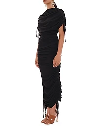 Ratu Ruched Mesh Midi-Dress