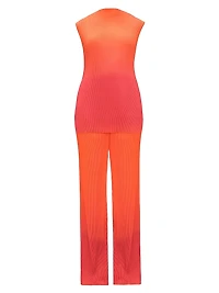 Atti Ombré Plissé Straight-Leg Pants