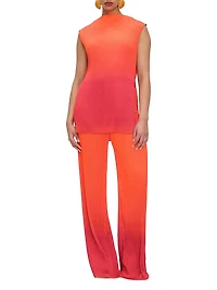 Atti Ombré Plissé Straight-Leg Pants