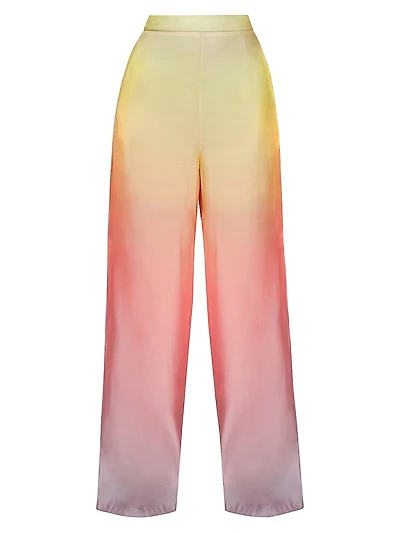Bata Ombré Chiffon High-Rise Wide-Leg Pants