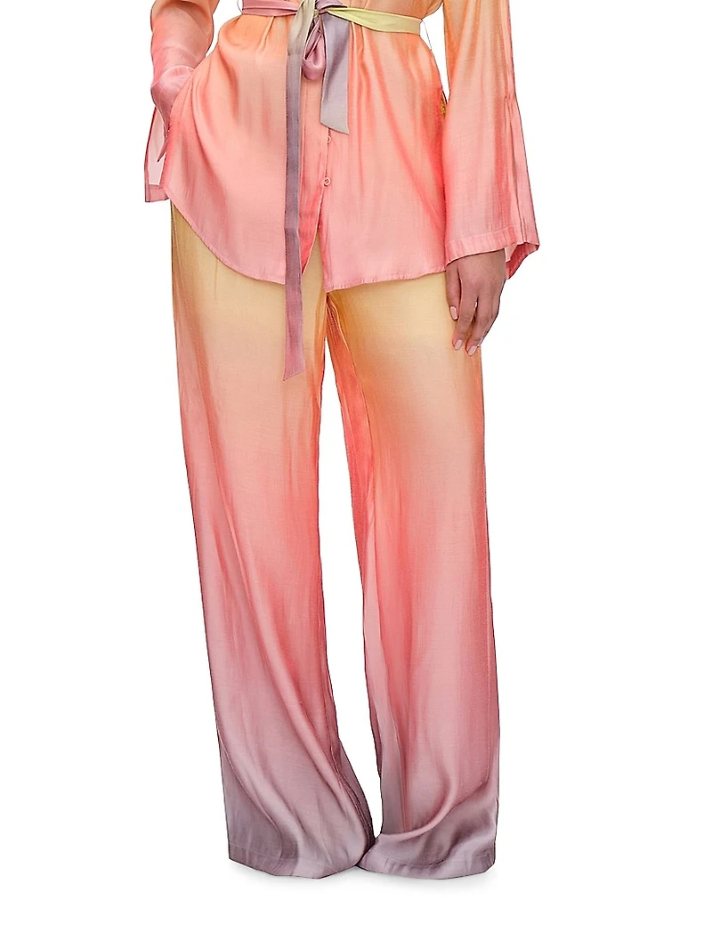 Bata Ombré Chiffon High-Rise Wide-Leg Pants
