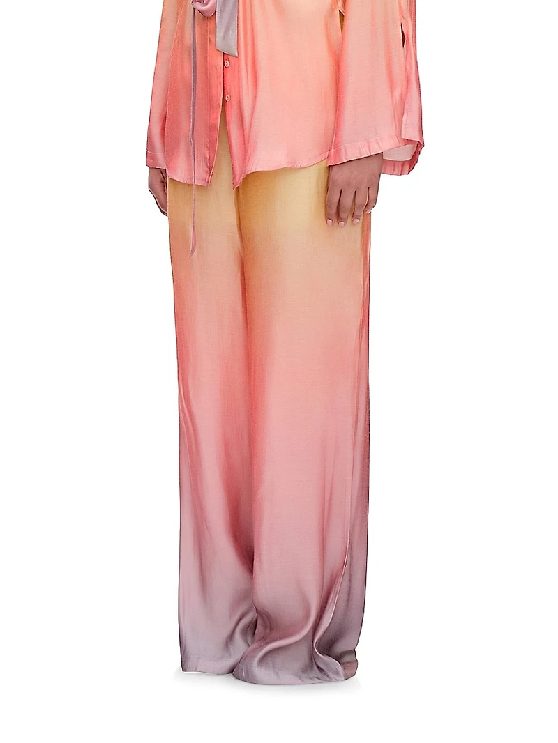 Bata Ombré Chiffon High-Rise Wide-Leg Pants