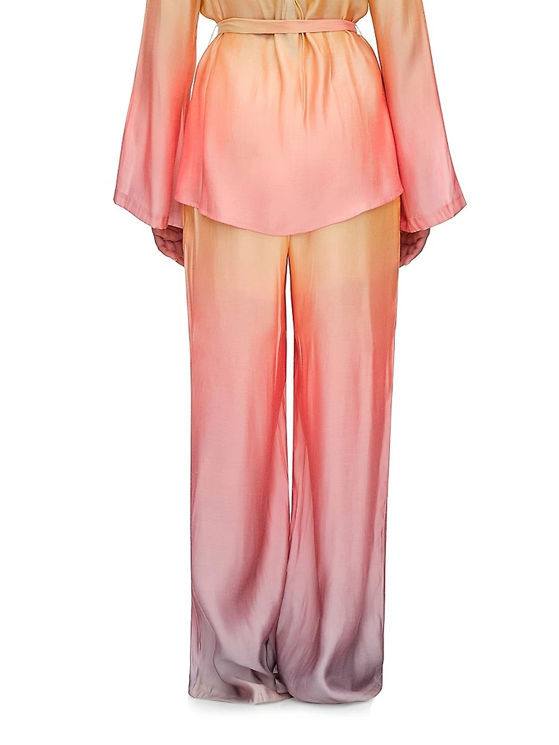 Bata Ombré Chiffon High-Rise Wide-Leg Pants
