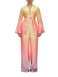 Bata Ombré Chiffon High-Rise Wide-Leg Pants