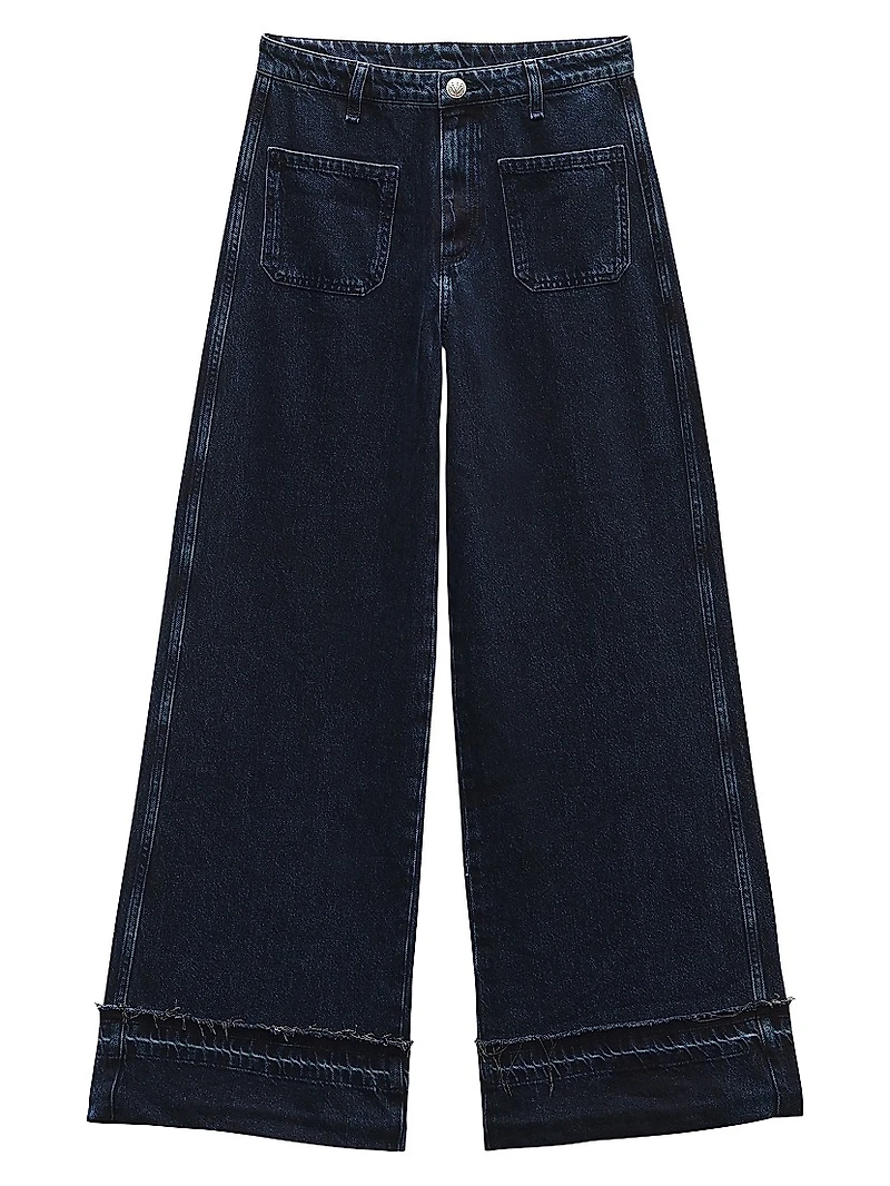 Marina Denim Mid-Rise Wide-Leg Jeans