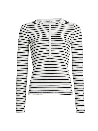 The Knit Striped Henley Top